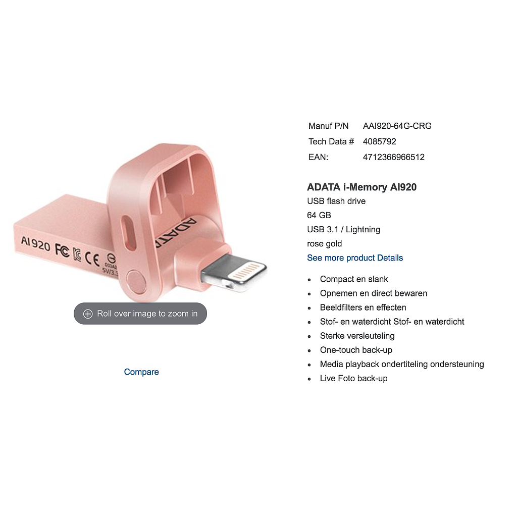 USB stick Lightning 64GB Rose Gold