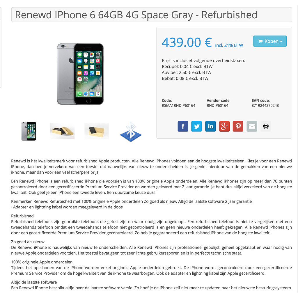 Iphone 6 Spacegray 64GB RENEWD