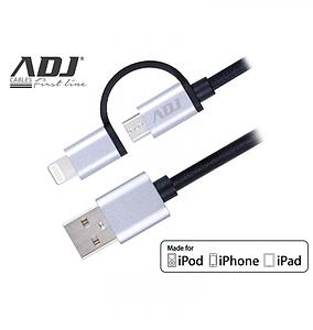 ADJ 2-in-1 Cable - Lightning/Micro USB - Nylon - 1,5m