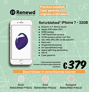 Renewd iPhone 7 32GB 4G Silver - Refurbished