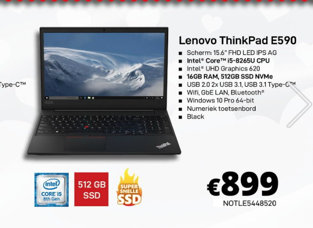 Lenovo Thinkpad E590 - I5 - 16GB RAM - 512GB SSD