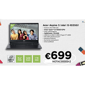 Acer Aspire5 15.6"FHD i5-1035G1 16GB 1TB SSD Black W10