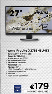 IIYAMA 27"WIDE FHD AMVAP VGA HDMI DP USB 4ms Black
